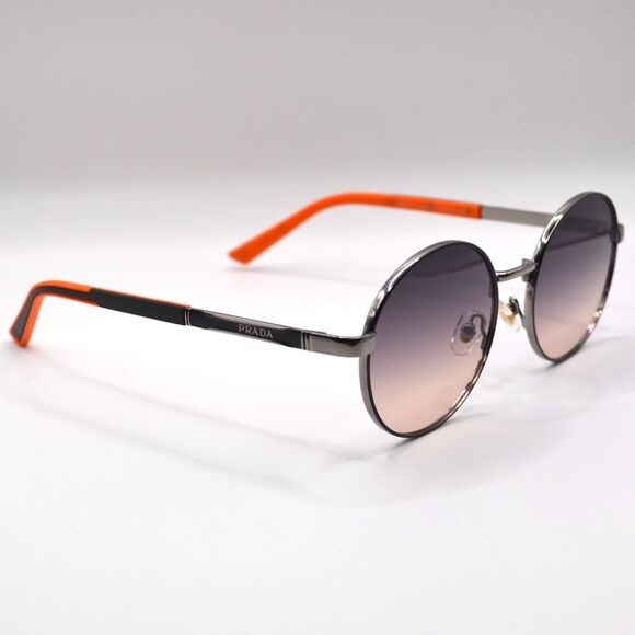 Prada Women’s Round Sunglasses | Silver/Black/Orange | Gradient Lens | New main image 4